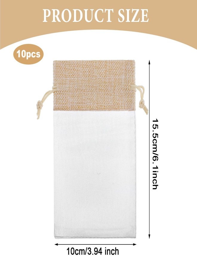 Aeaocvo 10 PCS Small Mesh Gift Bags with Drawstring 4 × 6 In, Burlap and Organza Gift Bags for Wedding Baby Shower Party Candy Cosmetic Sample Treat Mesh Pouch - Image 2